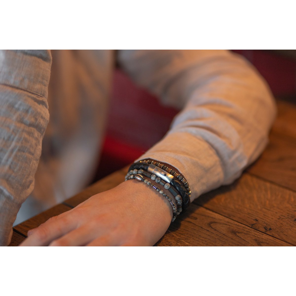 Armband met labradoriet (Zilver of goud)
